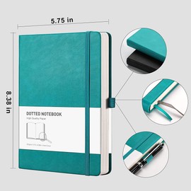 RETTACY Notebook Squared A5 Pack of 2 - 384 Pages Square Notebooks with 100gsm Squared Paper, Pen Holder, Inner Pocket, for Office, School, Work, Women, Men, 14.5 x 21 cm, Cyan