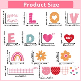 Justforjoyful Valentine's Day Classroom Bulletin Board Decoration You are Loved Cut Outs Bulletin Board Set Love Heart Rainbow Cutouts with Borders for School Nursery Chalkboard Door Wall Decor