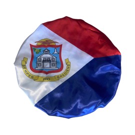 Sint Maarten Flag Hair Bonnet - Comfortable and Stylish Sleep Cap for Natural Hair Protection, White, One Size