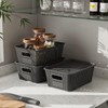 6 Pack Plastic Breathable Storage Baskets with Lids, Gray