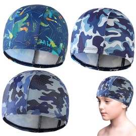 3 PCS Swimming Cap,Comfortable Swim Cap for Boys Girls,for Age 2-12 Teens,Swim Cap for Long Short Hair.