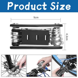 Multi Bike Pocket Tool, Multifunction Bicycle Tool Set, Bicycle Repair Tool, 16-n-1 Multi Function Folding Tool (Black)