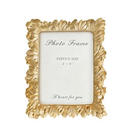 6x8 Picture Frame, Vintage Gold Frames,Rectangular Iris Flower Carved Tabletop & Wall Mounted Dual Use Ornate Picture Frames for Wedding Holiday Gift,Horizontal & Vertical Display,1pcs