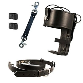 Boston Leather Firefighter's Bundle - Universal Radio Holder, Strap, & 2 Cord Keepers (Black, One Size, Leather)