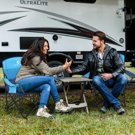 LET'S CAMP Folding Camping Chair 2 Pack Low Chair Quad Portable Chair with Cup Holder Steel Frame Collapsible Chair for Outdoor,250LBS