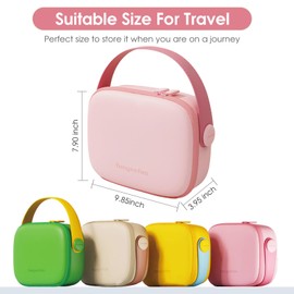 Large Makeup Bag with Compartments and Handle – Wide-Open Portable Cute Cosmetic Bag Organizer for Women for Travel Essentials Toiletries Accessories Bottles, Brushes (Blush Pink)