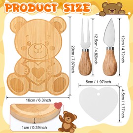 Honeydak 12 Set Baby Shower Party Favors for Guests Shaped Charcuterie Board Set Cheese Boards Bulk with Knives Forks Heart Tags Boxes for Gender Reveal Favors Thank You Return Gifts (Bear)