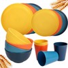 Rubtlamp Wheat Straw Dinnerware Set, 16Pcs Unbreakable Plates And Bowls