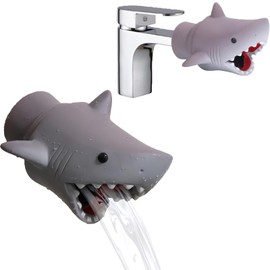 Sink faucet extender, cute little shark, cartoon splash proof sink hand washing aid, extended water guide tool