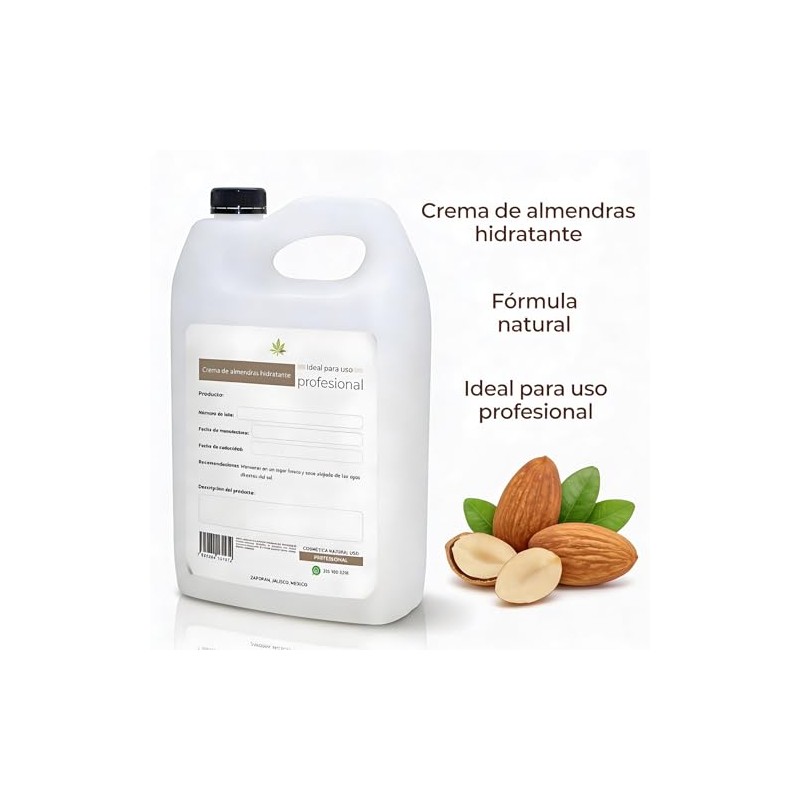 Crema Corporal Vegana Líquida Hidratante de Almendra 1 Galón Presentación