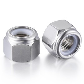 Wensilon(50pcs)1/4-20 Self Clinching Nuts 304 Stainless Steel Self-Lock Nylon Inserted Hex Lock Nuts