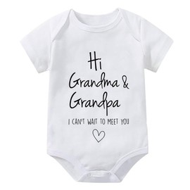 WOOYONGING Hi Grandma And Grandpa I Can't Wait To Meet You Pregnancy Announcement Infant Baby Bodysuit Baby Clothes Newborn Romper
