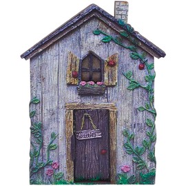 GORGECFAFT Gnome House Fairy Garden Door Accessories Wood Miniature Fairy Doors Wall 3D Wooden Door Ornaments Art Sculpture Decoration Indoor DIY Mystical Garden Ornament for Tree Trunk (Gainsboro)