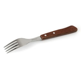 Nirosta Facelmann Fork Stainless Steel with Wooden Handle, Brown with Rivets, 20 x 2.5 x 1 cm, Pack of 1