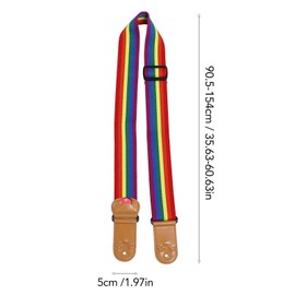 Rainbow Guitar Strap Adjustable Length with Pick Slot Headstock Tie for Acoustic Electric Bass Ukulele (6 Colors)