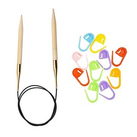 Knitter's Pride Knitting Needles Bamboo Circular 16 inch (40cm) Size US 0 (2.00mm) Bundle with 10 Artsiga Crafts Stitch Markers 900201