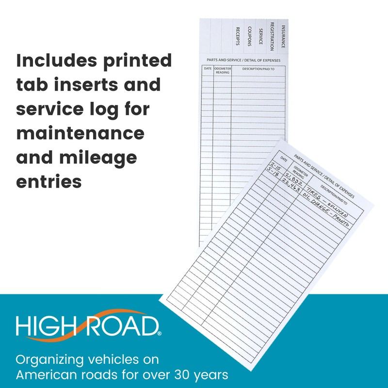 High Road Car Glove Box Organizer - Maintenance Folder for