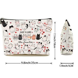 Durfk Birthday Gifts for Teenage Girls, Cat Makeup Bags, Cat Lover Gifts for Girls Women, Cute Cosmetic Bag Cat Gifts for Cat Lovers Christmas Gifts for Her, Sister, Daughter, Women