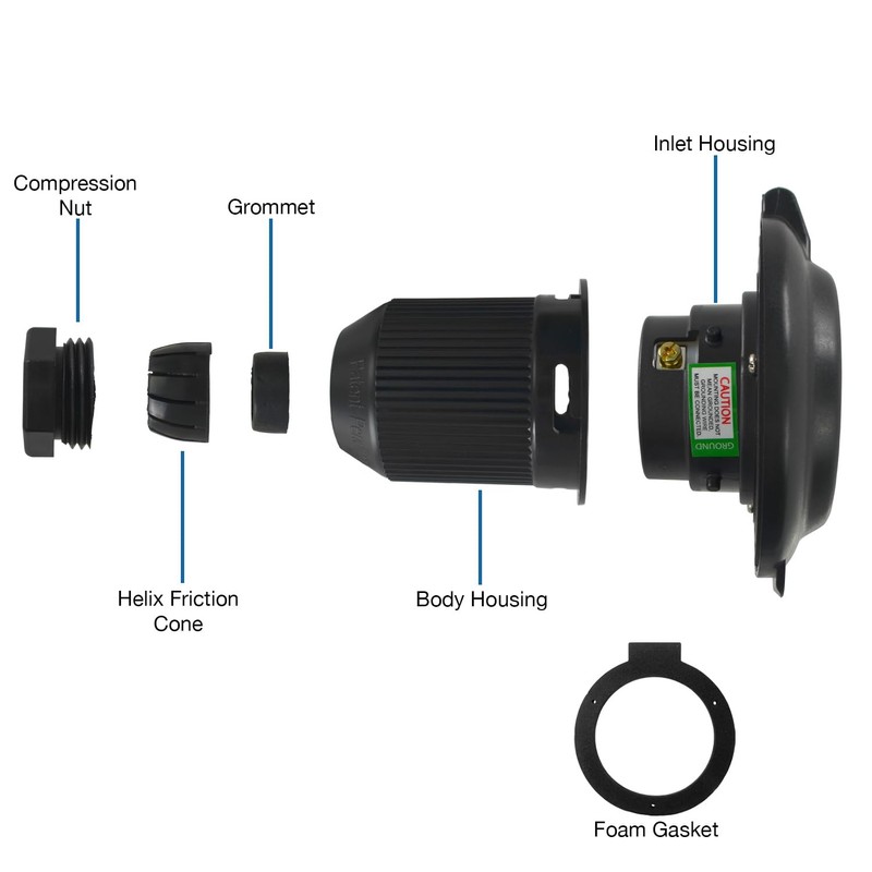 Conntek 30 Amp 125 Volt RV Marine Power Inlet -