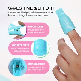 Pana 10 Pieces (TEAL) New Bow Ribbon Style Reusable Acrylic Nail Soak Treatment UV Gel Polish Remover Clip Cap Manicure Tool