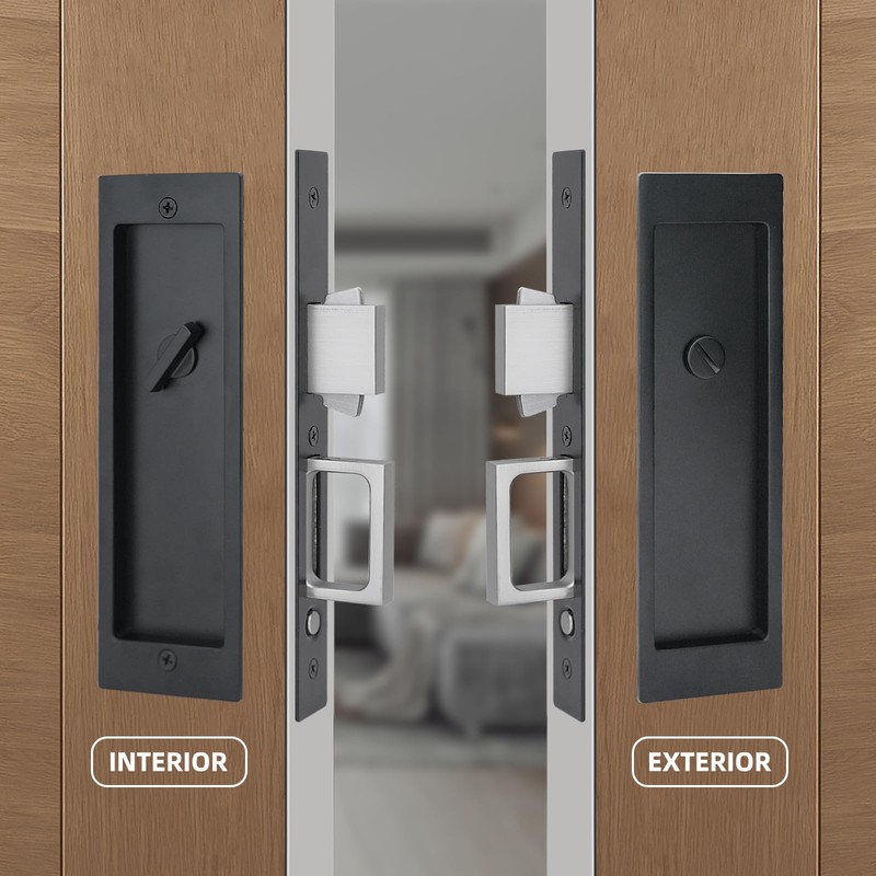 LWZH Privacy Pocket Door Lock Hardware, Hidden Handles, Privacy Pocket