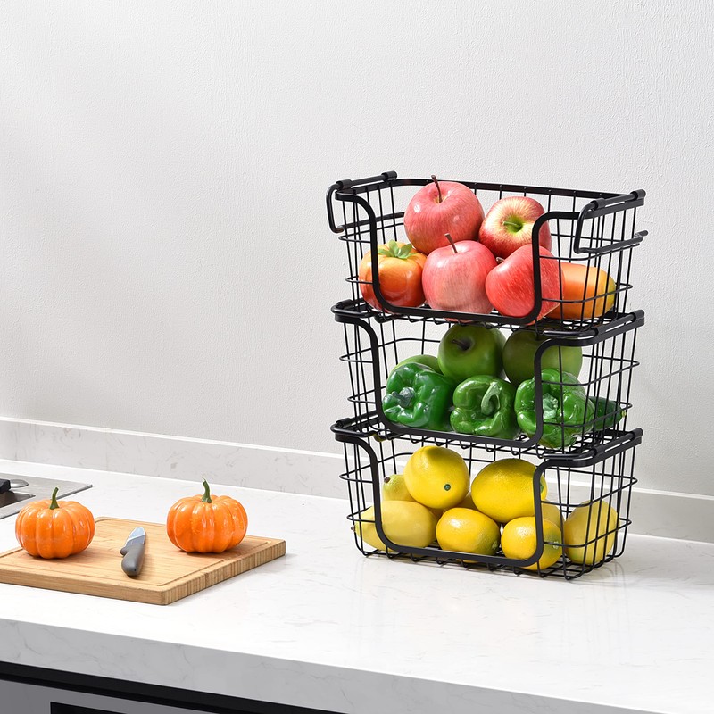Oceanstar Stackable Metal Storage Set BSS1811 for Pantry, Countertop, Kitchen