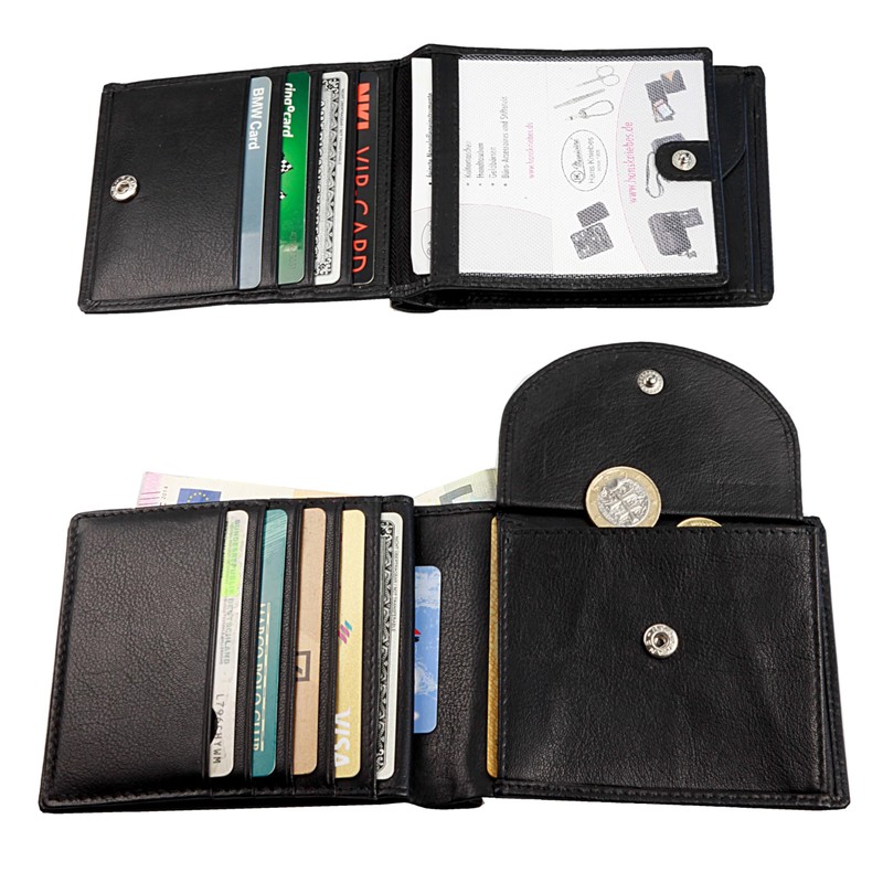 Hans Kniebes Men's Leather Wallet, Flat Wallet in Landscape Format