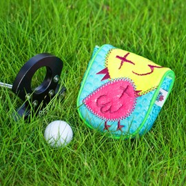 Big Crazy DF3 Putter Cover - Funny Birdie Design Golf Head Covers - Magnetic Closure - Mallet Putter Cover with Bright Colors - Premium and Unique PU Leather - Golf Accessories for Man and Woman