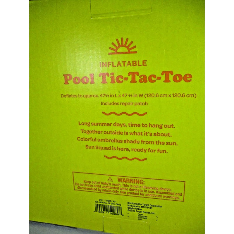 Sun Squad Inflatable Tic Tac Toe Game For Kids or