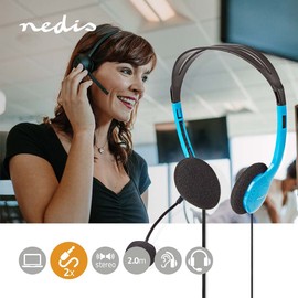 Nedis Headphones for PC Headband 2 3.5 mm Connectors