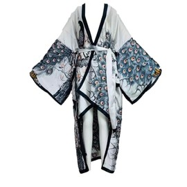 Summer Silk feeling beach cover up Women Cardigan Boho African Holiday party long Sleeve Robe kimono Kaftan, Color23, plus