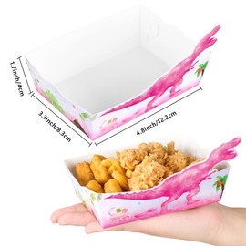WERNNSAI Dinosaur Snack Trays - 24 PCS Pink Dinosaur Birthday Party Decoration Supplies for Girls Kids Movie Night Food Trays Paper Popcorn Nachos Serving Trays Dino Party Supplies Display Trays