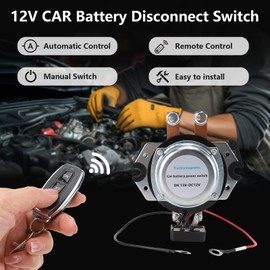 NEWNEWLIU 12V Remote Battery Disconnect Switch,300A Car Battery Kill Switch Anti Theft,Automatic Cut/Shut Off Switch for RV, BigTruck Bus Excavator Loader Construction Vehicl.