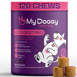 Bio Dogest Probiótico Perros con Cepas de Lobo y Perro Microencapsulados | 120 Billones Totales de UFC Suplemento Digestivo con Prebióticos Microbioma