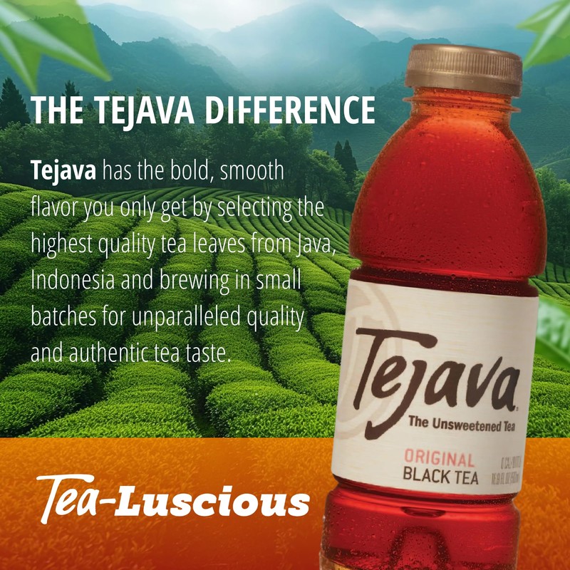 Tejava Original Unsweetened Black Iced Tea, 6 Pack, 16.9oz PET