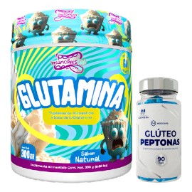 Suplemento Glúteo Peptonas 90 Cáps + Glutamina 300g Munchies