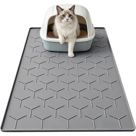 Garoopion Cat Litter Box Mat, Large 34.05×22.5 inch Cat Litter Mat, Waterproof Silicone Pad for Floor, Dark Gray
