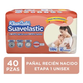 Pañales Kleenbebé Suavelastic Etapa 1 Unisex 40 Piezas