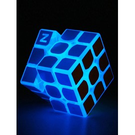 AMAZA 3x3 Fluorescent Speed Cube 3x3x3 Glow in Dark Luminous Speed Cube 3 by 3 Magic Cube Puzzle Toy Brain Teasers IQ Puzzles Game Toys for Children Adults (Blue Luminous)
