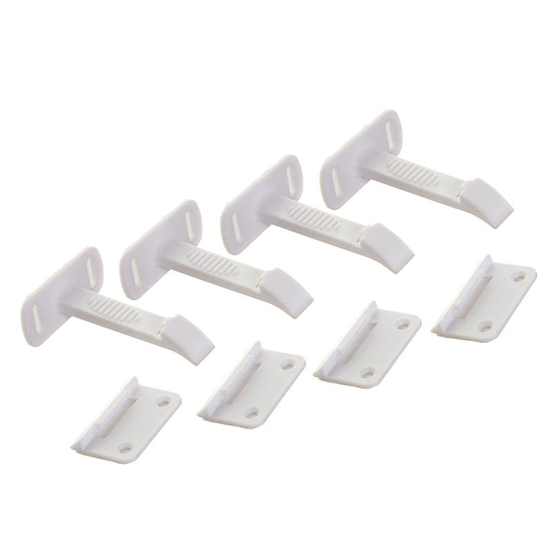 Dreambaby Adhesive Safety Latches for Drawers & Cabinets, White, 4