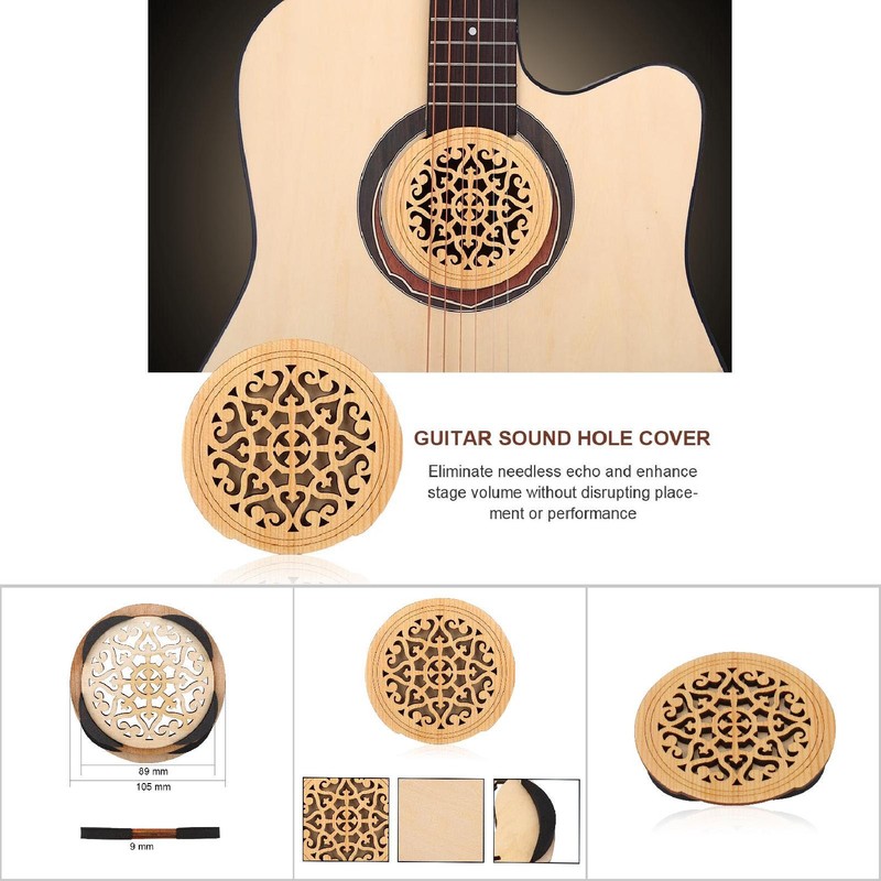 Wood Sponge Guitar Sound Hole Cover Block Protector for Acoustic