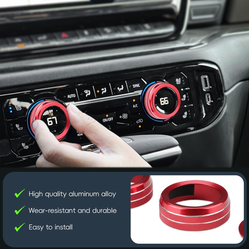 Auovo Volume/Tune Knob A/C Knob Covers Push Start Stop Button