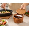 Acacia Wood Salt Cellar with 360° Swivel Magnetic Lid &
