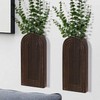 Dnnnii 2 Pack Wooden Wall Vase Set - Dark Brown