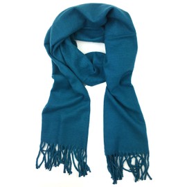 Plum Feathers Winter Scarf Shawl with Cashmere Feel - Rich Solid Colors Winter Scarves and Wraps 72" x 12" (Teal)