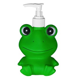 GoFika Vinyl Frog Refillable Hand Soap Pump Dispenser Lotion Shampoo Sanitizer Bottle 11.8oz Kids Adults Friendly for Kitchen and Bathroom Accessories Cute Animal Style (Green)