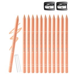 12 Pcs Barber Pencil for Lineup, White Nude Black Magic Beard Pen Hairline Pencils Barber Chalk Set with 2 Sharpener, Edge Hair Design Hairline Outliner Pencil & Beard Shaping Guide Pen for Men Makeup