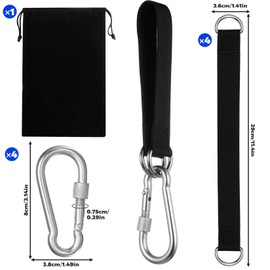 4 Pcs Hammock Straps Tree Swing Straps Hanging Kit, 30.5cm Heavy Duty Adjustable Tree Swing Hanging Strapss with 4 Carabiner Hooks & D-ringsHanging Hammock Rope for Swings Chair Camping Outdoor