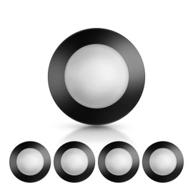 ECOELER 4 Inch Black LED Disk Light, Dimmable Flush Mount Ceiling Light, 10.5W 650Lm, 3000K Warm White, Aluminum Baffle Trim, ETL & Energy Star, 4Pack
