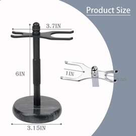 GMYIAK Razor and brush stand, razor holder with marble base is more stable, the base does not rust and the fitted protective distance protects your worktop, a gift (black)